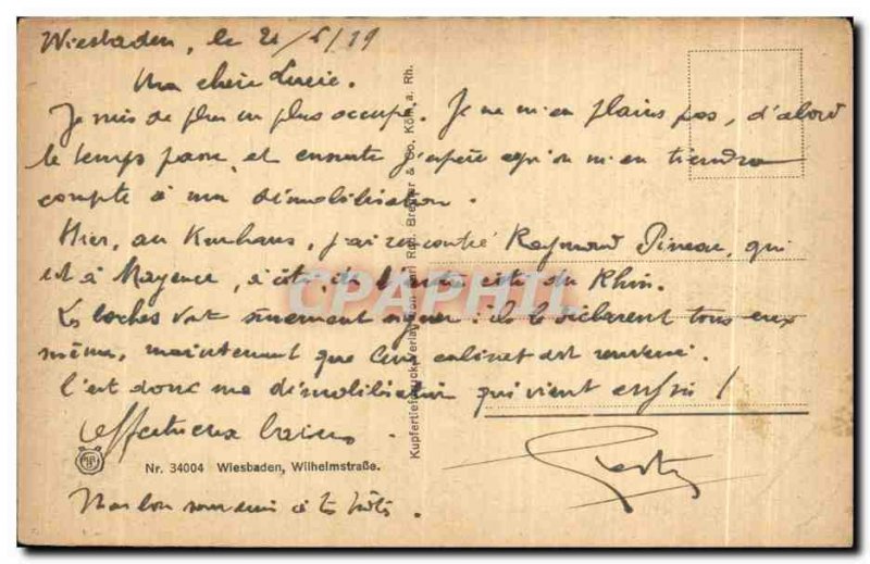 Old Postcard Wiesbaden WilhelmstraBe