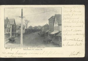 NORTH ANSON MAINE DOWNTOWN STREET SCENE STORES VINTAGE POSTCARD 1907