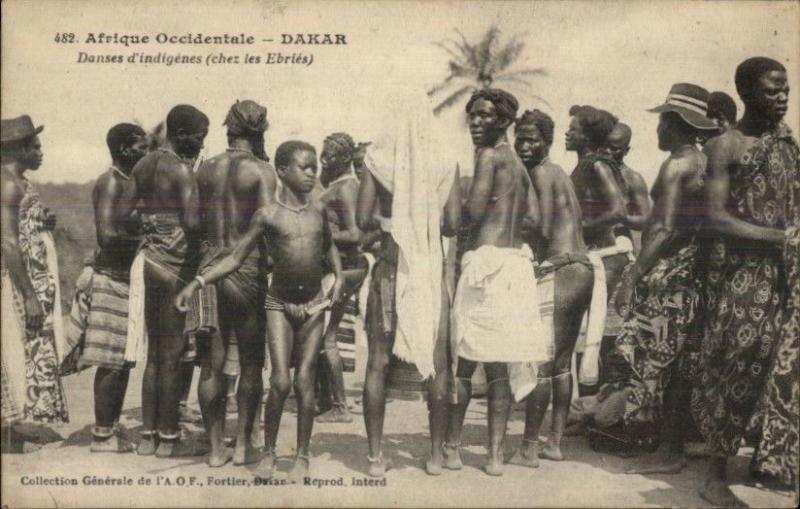 Dakar Senegal -0 Natives Semi-Nude Dance Danses d'Indigenes c1910 Postcard