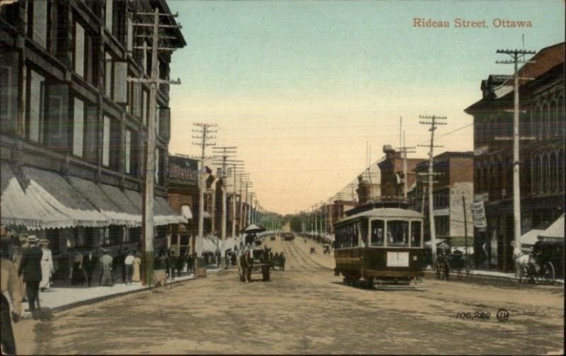 Ottawa Ontario Rideau St. Trolley c1910 Postcard