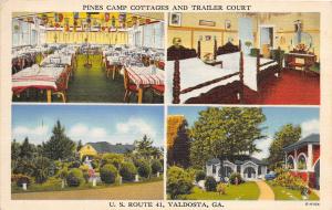 Georgia Ga Postcard Linen VALDOSTA Pines Camp Cottages Trailer Court Roadside