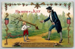 Fourth Of July 4th George Washington Father I Cannot Tell A Lie Postcard N27
