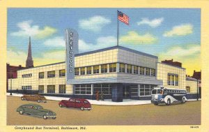 Greyhound Bus Terminal Depot Baltimore Maryland linen postcard