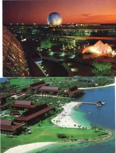 Postcards Lot of 2 Disney - Future World & Polynesian Village   6 x 4.        X1