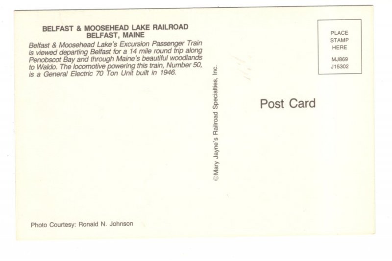 Belfast & Moosehead Lake Railroad, Maine