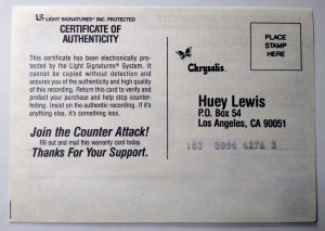 Huey Lewis And The News Album Insert Mail In Postcard UNUSED Vintage 1980's