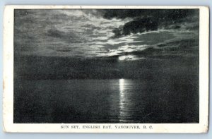 1910 Vancouver British Columbia Canada Vintage Postcard Sun Set English Bay