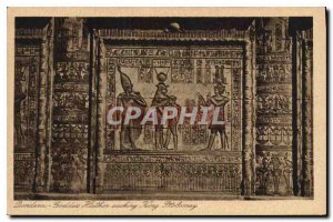 Postcard Ancient Egypt Egyptian Goddess Hathor Dendera asking King Ptolomey