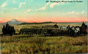 Vtg Postcard Washington Wheat Ready for Market Unused Brighton Robbins Co