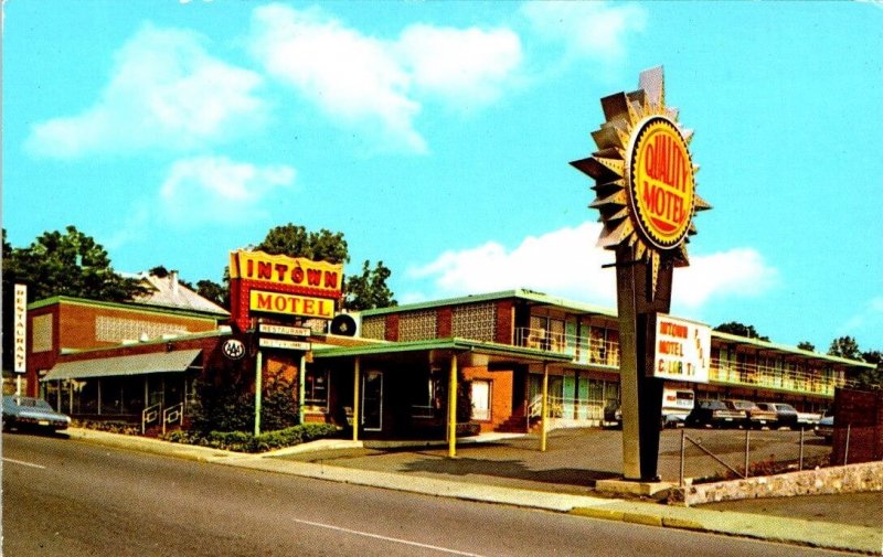 Luray, VA Virginia  INTOWN MOTEL & RESTAURANT Roadside VINTAGE Chrome Postcard