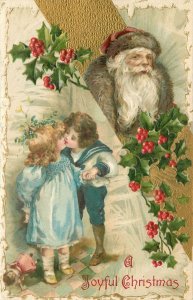 Postcard C-1910 Schmucker Santa Christmas greeting children roll toy 23-10629