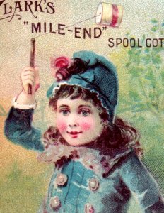 1887 Scarce Clark's Mile-End Spool Cotton Girls Playing Reading Lot Of 4 P157