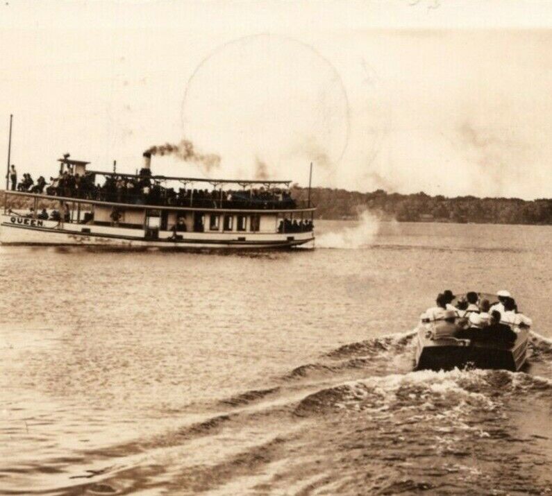 Lake Okoboji Queen Ship Boat Ferry Steamboat Iowa RPPC Photo Postcard