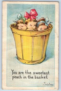 1917 Children On Basket You Are The Sweetest Peach Twelvetrees Signed Postcard