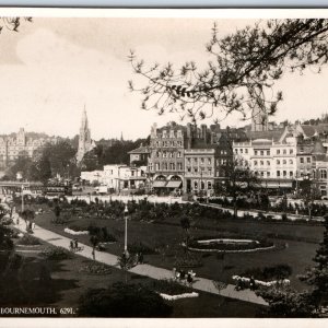 c1920s Bournemouth, England RPPC Promenade Park Square Downtown Shops Tower A9