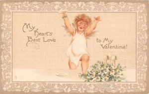 Valentines Greetings Hearts Best Love Cherub Champagne Glass Tuck PC AA18269