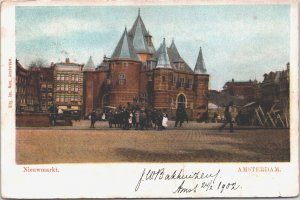 Netherlands Amsterdam Nieuwmarkt Vintage Postcard 04.11