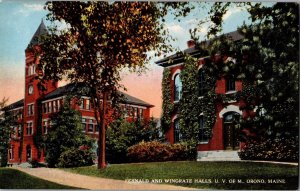 Fernald and Wingrate Halls, University of Maine, Orono ME Vintage Postcard I76