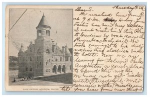 1906 Post Office, Augusta, Maine ME PMC Posted Antique Postcard 