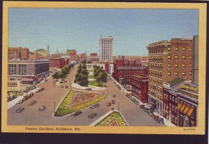 P1582 vintage unused postcard birds eye view preston gardens baltimore maryland