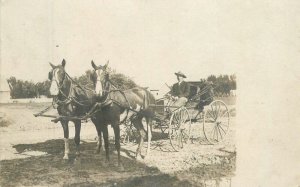 Kansas Long Island 1907 Phillips Horse drawn Wagon Postcard 22-8572