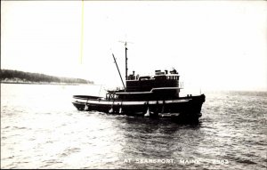 Searsport Maine ME Tug Boat REISSUE c1950s Real Photo Postcard c1910 Image