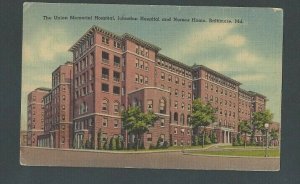1943 Post Card Baltimore MD Union Municipal Hospital & Nurses Home
