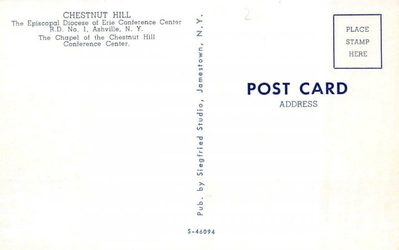 Ashville, New York NY   CHAPEL~Chestnut Hill Conference Center  VINTAGE Postcard