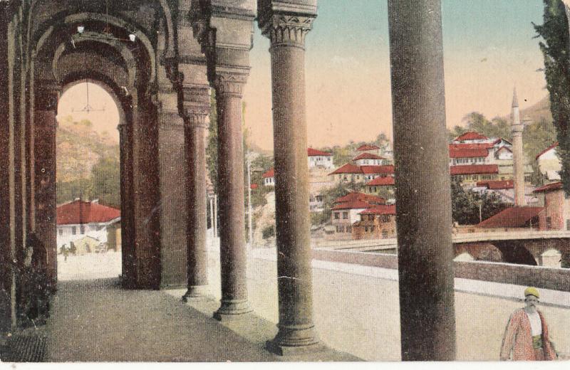 Bosnia Herzegovina Sarajevo town hall entrance early postcard