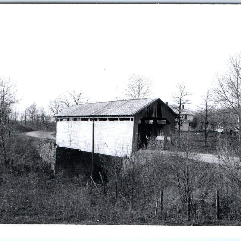 c1950s Flemingburg, KY Covered Bridge RPPC Fox Creek Ringo Photo Postcard A93