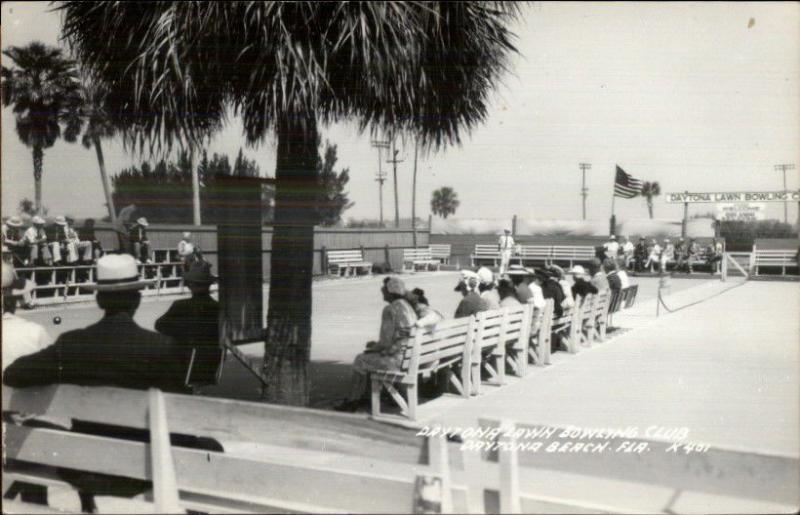 Daytona Beach FL Lawn Bowling Club Real Photo Postcard