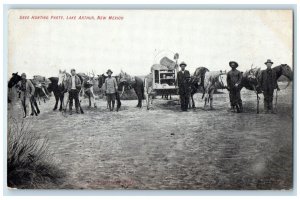 c1910 Deer Hunting Party Group Of Hunters Lake Arthur New Mexico NM Postcard