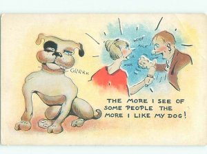 Pre-Linen Comic DOG GROWLS WHILE COUPLE ARGUES AB8359