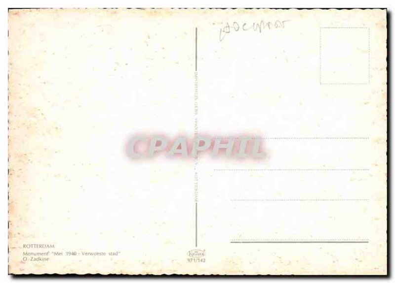 Postcard Modern Rotterdam Monument Mei 1940
