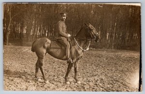 Soldier On Horseback, WWI Era, British Real Photo RPPC Postcard