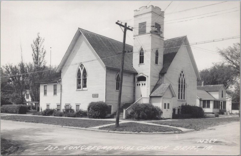 RPPC Postcard 1st Congregational church Britt IA Iowa