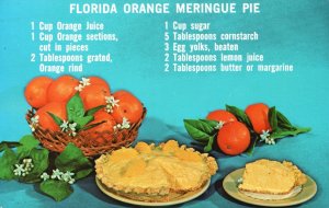 Vintage Postcard 1970's Florida Orange Meringue Pie Famous Florida Dessert Food