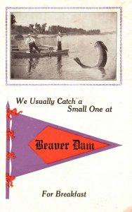Beaver Dam Usually Catch A Small One For Breakfast Fishing Boat Vintage Postcard