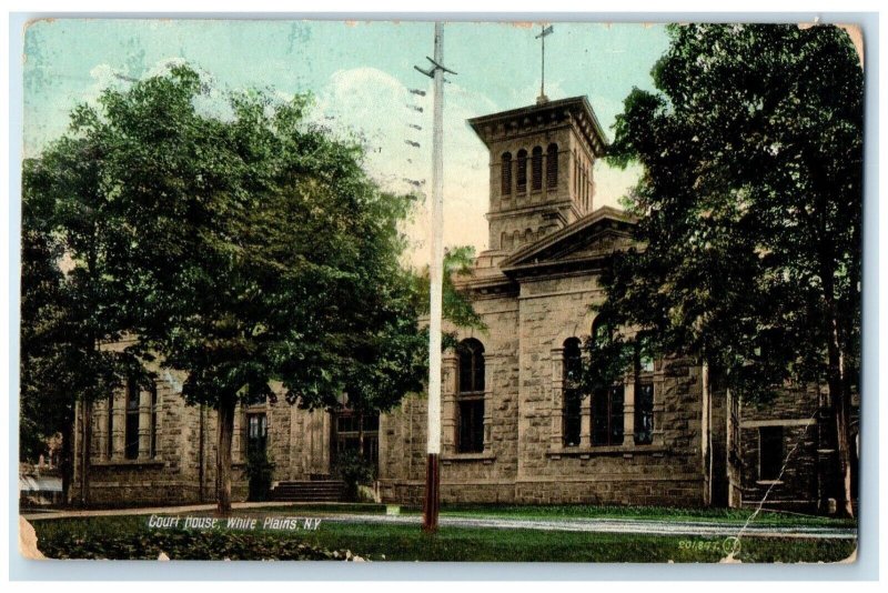 1910 Exterior View Court House Building White Plains New York Vintage Postcard