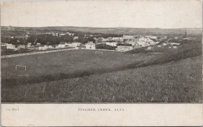 Pincher Creek Alberta Sports Field Town View AB Alta Litho Postcard H20