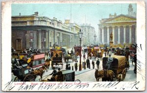 1910's Bank of England and Royal Exchange London England Posted Postcard