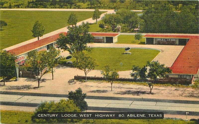 Abilene Texas Roadside Thomas Birdseye Century Lodge Postcard 21-1856