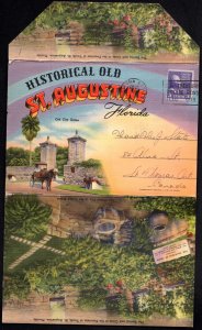 FOLDER LINEN ST. AUGUSTINE Florida Historical Old pm1952 with 18 Postcard Views