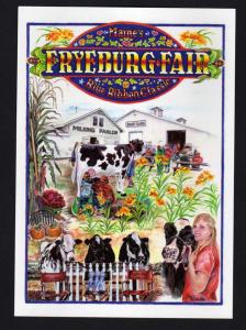 ME Fryeburg County Fair, Maine Postcard, Milking Cows, Dairy Postcard, PC