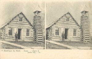 Postcard Stereographic image United States church in Alaska