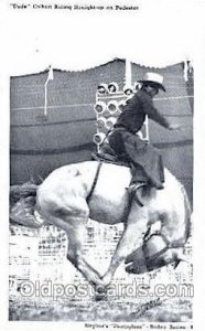 Dude Colbert Riding Pedestal, Real Photo Western Cowboy Writing On Back minor...