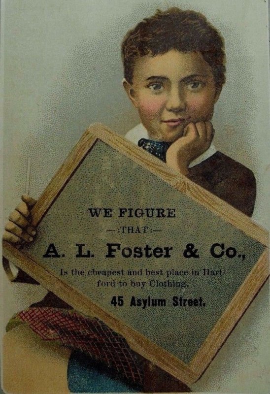 1870's-80's A. L Foster & Co Clothiers Adorable Boy Chalk Sign *G