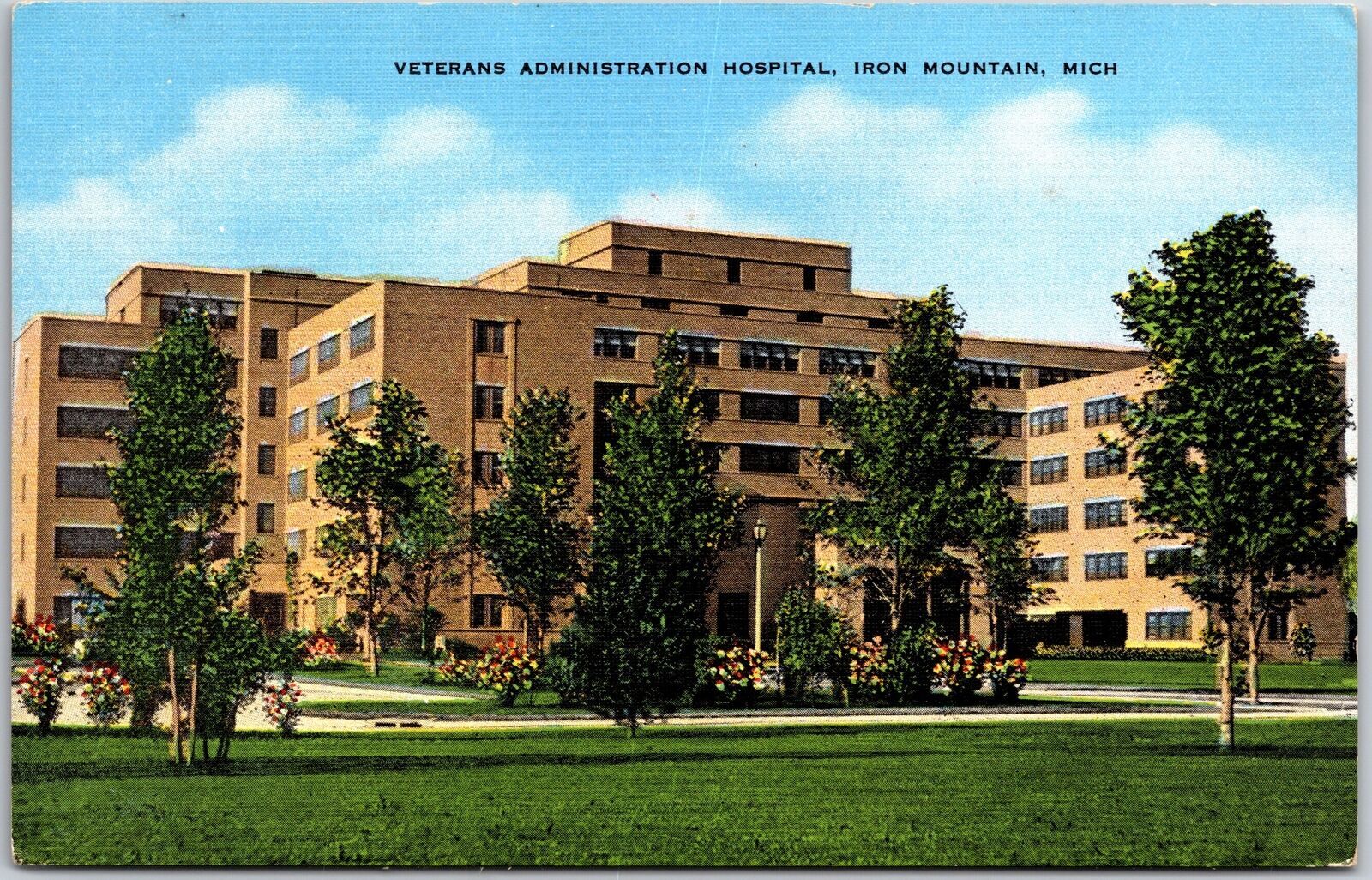 Veterans Administration Hospital Iron Mountain Michigan MI Front View Postcard United States
