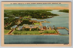 Annapolis Maryland Aerial View of Naval Academy Postcard E23