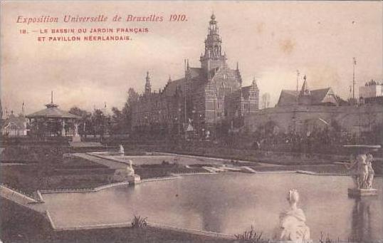 Belgium Bruxelles Exposition 1910 Le Bassin Jardin Francais Pavillon Neerlandais